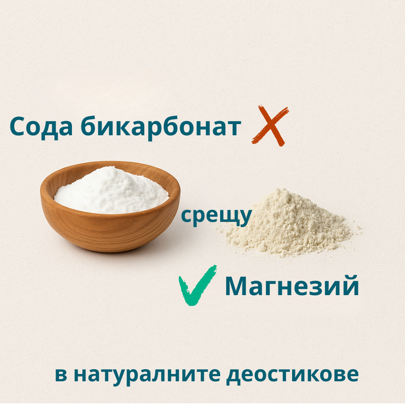 Сода бикарбонат (готварска сода) или Магнезий – сблъсъкът на минералите в света на натуралните дезодоранти!